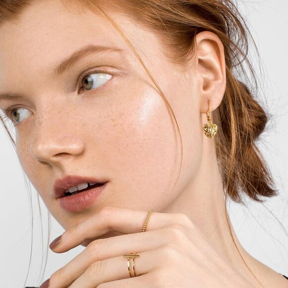 925 Sterling Silver 14K Gold French Leverback Heart Dangle Earrings for Women - Picture 8 of 8